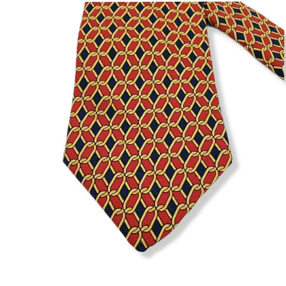 Brooks Brothers Makers Silk Neck Tie USA Designer Chain Link Modern Preppy NEW